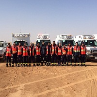 مشاركة هيئة الهلال الاحمر السعودي بمنطقة الحدود الشمالية بالتمرين المشترك وطن ٨٥