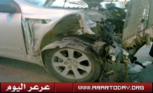 قطع إشارة يتسبب بحادث مروري مروع بحي الجوهرة بعرعر ( صور الحادث )