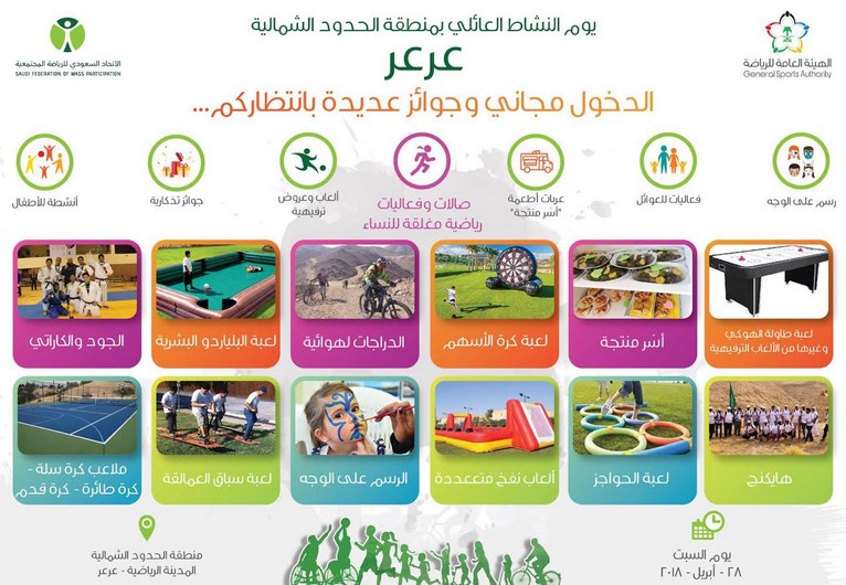 غداً السبت : أكثر من 300 جائزة بإنتظار الجمهور في يوم النشاط العائلي بالمدينة الرياضية بعرعر