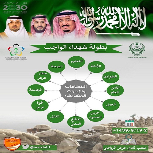 بناء على موافقة سمو أمير المنطقة .. 12 فريق في بطولة شهداء الواجب بنادي عرعر