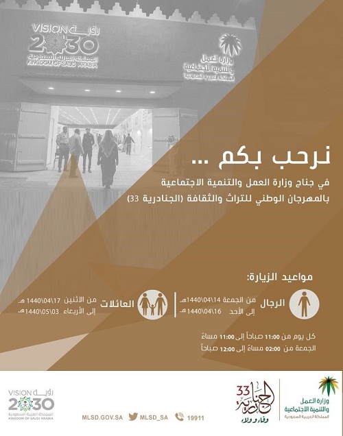 جناح وزارة العمل والتنمية الاجتماعية يستقبل زائريه في الجنادرية 33 ويطلعهم على خدماته