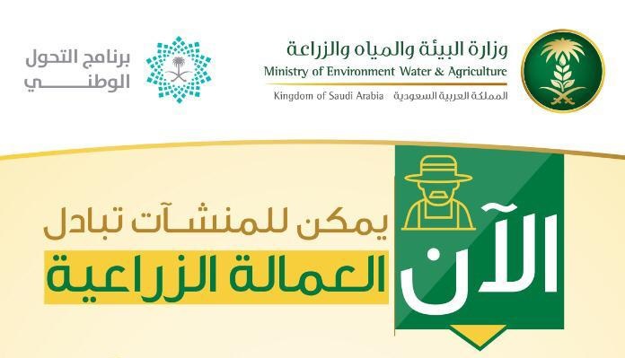 “البيئة” تعلن البدء في تقديم خدمات العمالة للمنشآت الزراعية عبر برنامج “أجير”