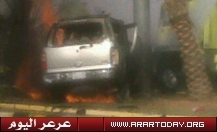 نجاة شاب بعد ارتطام واحتراق سيارته بطريق الأمير سلطان بن عبدالعزيز ( صور )