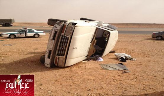 وفاة طفلة في حادث مروري وإصابة 3 أشخاص من أفراد عائلتها بعرعر ( صور )