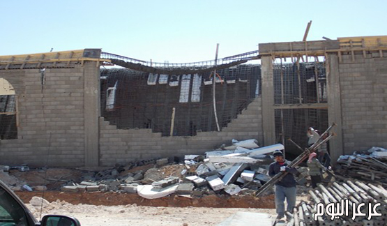 إنهيار سقف مسجد تحت الإنشاء بحي المروج ( شمال المنصورية ) ـ صور